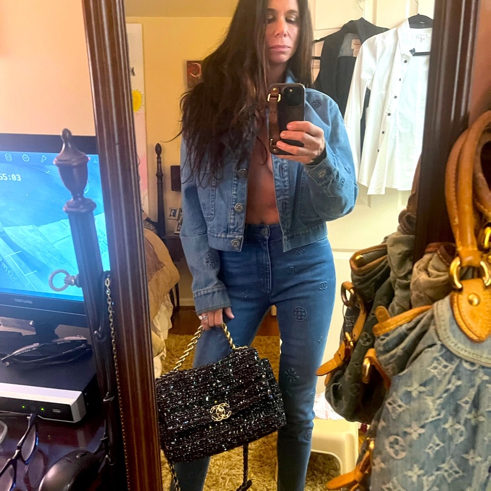 Chanel rare 2021 Logo Embossed Jeans Blue